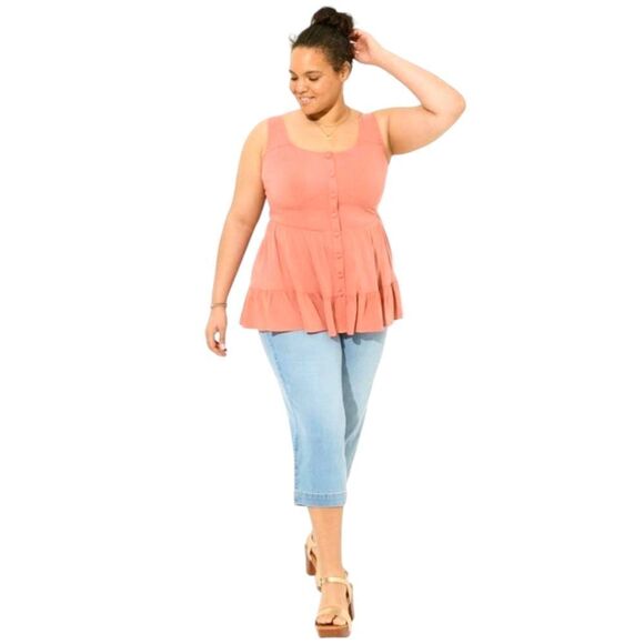 TORRID FIT FLARE Rayon Slub Corset Tank Top. SIZE2X Desert Sand Color - Picture 1 of 8
